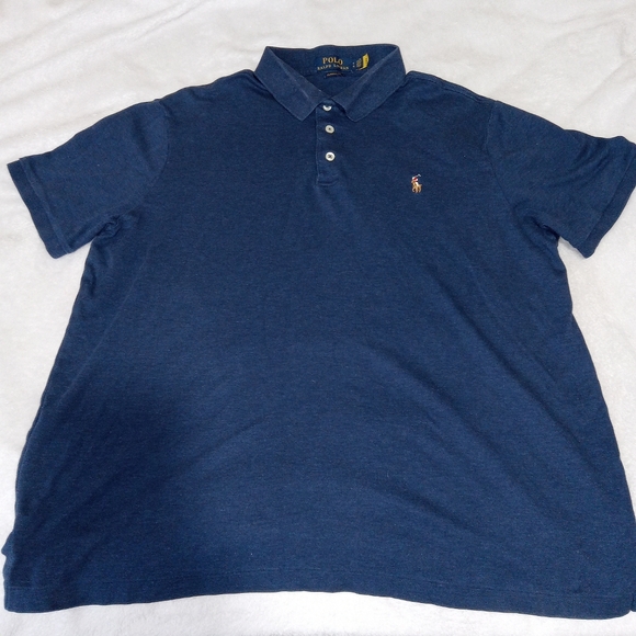 Ralph Lauren Polo Shirt Mens L Blue Flesh Pony Classic Fit Preppy Golf - Picture 1 of 11
